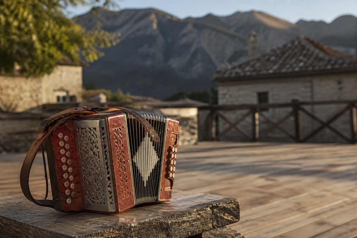 Styles and repertoire: original editorial photograph with an Italian accordion